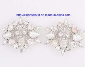 Skull Style Shoe Decoration Flower with Rhinestone Shoe Accessories